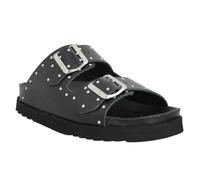 Scholl Ciabatta Beatriz in pelle con doppia fascia e fibbia regolabile con piccole borchie Nero