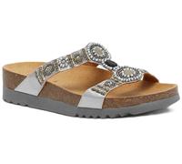 SCHOLL ciabatte sandali NEW BOGOTA' WEDGE plantare BioPrint ARGENTO/PELTRO perli