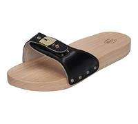 Scholl Donna Pescura piatto Sandalo, Nero, 40 EU