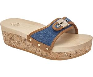 Scholl Pescura Wedge Reese, Sandali Donna, Denim Cognac, 40 EU