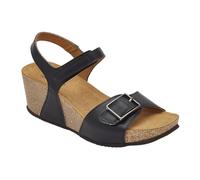 Scholl, Sandalo con zeppa per donna con doppia fascia e cinturino regolabile, Nero, 39 EU
