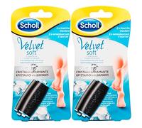 Scholl Velvet Soft Testine di Ricambio Rotanti per Roll Velvet Smooth con Cristalli di Diamante Ideali per Pelle Indurita dei Piedi e Calli - 2 Confezioni da 2 Testine