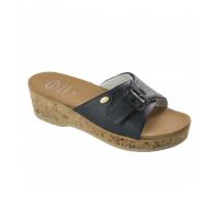 Scholl WAPPY LEATHER WOMENS MEMORY CUSHION NAVY BLUE 39