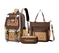 School Backpacks for Girls, Capybara Bookbag Set Lightweight, Includes Messenger Bag and Pencil Case, for Junior High Teens Kids Boys Girls Daily Use Travel School Essentials