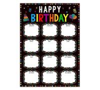 School Birthday Calendar Confetti Chart Poster for Classroom Bulletin Board Wall Decor Back to School Teacher Supplies(Framed,16x24inch(40x60cm))