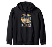 School Bus Costume Fun Just a Boy who loves Buses Bus Lover Felpa con Cappuccio