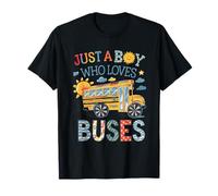School Bus Costume Fun Just a Boy who loves Buses Bus Lover Maglietta