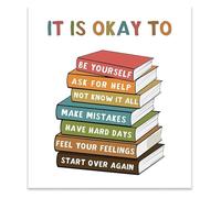School Counselor Decor It Is Okay To Feel Boho Classroom Poster My Feelings Educational Wall Art for Therapy Office(Framed,16x24inch(40x60cm))