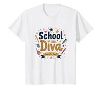 School Diva Back to Cool Girls Student Queen Starry Pencil Maglietta, Bambini, Bianco, 4 Anni