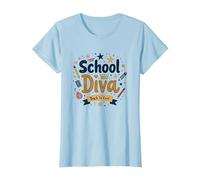 School Diva Back to Cool Girls Student Queen Starry Pencil Maglietta, Donna, Celeste, XS