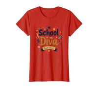 School Diva Back to Cool Girls Student Queen Starry Pencil Maglietta, Donna, Rosso, M