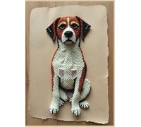 School Exercise Book A4 100 pages - Cover Mixed Media Collage Year of the Dog Faithful Companion: College Ruled 8mm Lines With Margin |100 Pages| ... School Work Business Study, Note Taking