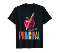 School Leader Principal Apple Design Retro Educator Maglietta