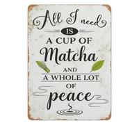 School Matcha Quote Metal Tin Sign Green Tea Wall Decor For Cafe Kitchen Pantry Cozy Corner Sunroom 8 X 12 inch