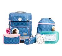 School Mood Champion Maxx Pro Mila - Set di zaini per la scuola, 7 pezzi, blu / rosa