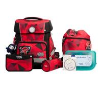 SCHOOL-MOOD Champion Maxx Pro - Set di zaini per la scuola, 7 pezzi, 22 l, sistema ergonomico Grow with You per 1 m fino a 1,50 m, tessuto impermeabile con catarifrangenti, Kai Ninja, Zaino per la