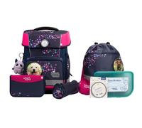 School Mood Champion Pro Leni - Set di zaini per la scuola, 7 pezzi, blu scuro/rosa