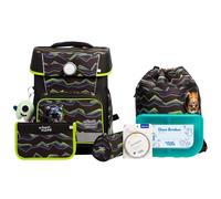 School Mood Champion Pro Finn - Set di zaini per la scuola, motivo: gatto predatore, verde scuro