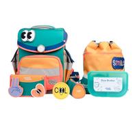 School Mood - Set di 6 zaini per la scuola Timeless Happy Emerald Happy Colours Collection, Blu