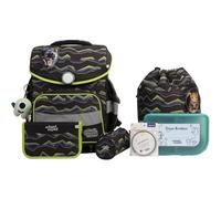 School Mood Timeless Pro Finn - Set di zaini per la scuola, 7 pezzi, verde scuro