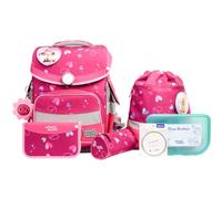 School Mood Timeless Pro Klara - Set di zaini per la scuola, 7 pezzi, rosso/rosa