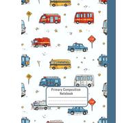 School Notebook for Left Handed Children - Primary Notebook for K-2 - Transportation Theme with Picture Space & Dotted Line - Right Side Binding - Less Ink Smear