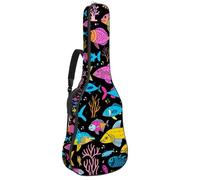 School of Colorful Watercolor Fish 41 42 "Custodia per chitarra acustica con tracolla regolabile Borsa per chitarra con gancio posteriore, adatta per chitarre elettriche, bassi, chitarre classiche e