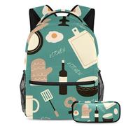 School of Fish Print Get Set for Success, set di 2 zaini per la scuola per ragazzi, ragazze, adolescenti, la borsa da viaggio indispensabile per studenti, Multicolore#02, B:29.4x20x40cm\