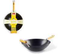 School of Wok Star-Wok Antiaderente in Acciaio al Carbonio, 35,6 cm, esmalte, Argento, 35x15x59 cm