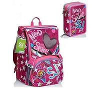 Schoolpack Seven Ledtech Girl Zaino estensibile Big Astuccio 3 Zip attrezzato