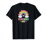 Schoolskind 2025 Ragazza Inizio Scuola Arcobaleno cuoricino Maglietta