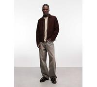 Schott - Giacca harrington in vero camoscio marrone cioccolato S
