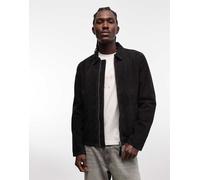 Schott - Giacca harrington in vero camoscio nera-Nero L