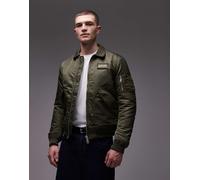 Schott - Giacca imbottita corta kaki con tasche, zip e logo applicato-Verde L