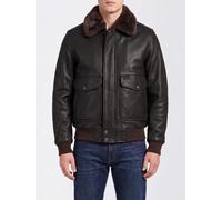 SCHOTT N. Y.C. Bomber in pelle con collo in pelliccia e chiusura a scomparsa XL Marrone