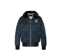 Schott NYC Oharavintrs Schott-Giacca da Pilota con distintivi e Collo in Pelliccia Sintetica, Blu Navy, S Unisex-Adulto