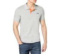 Schott NYC Polo a Maniche Corte Shirt, Grigio Chiaro/Arancione, S Uomo