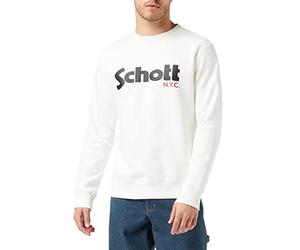 Schott NYC Swcrew Felpa, Bianco (off White), L Uomo