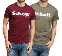 Schott Nyc Ts01Mclogo, T-shirt Uomo, Multicolore (Kaki/Bordeaux), M