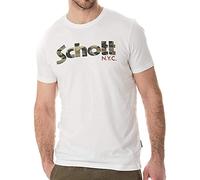 Schott Nyc Tslogo, T-Shirt Uomo, Multicolore (Bianco/Camo), M