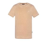 Schott NYC TSSTRIKER7 - Maglietta Girocollo con Ricamo sul Petto, Beige, S