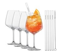 SCHOTT ZWIESEL After Work Drinks Taste, Set di 4 bicchieri da cocktail, 4 cannucce in vetro e 1 spazzola in cotone, bicchieri in cristallo Tritan lavabili in lavastoviglie, Made in Germany (Art. n. 130014)