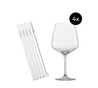 SCHOTT ZWIESEL After Work Drinks Taste, Set di 4 bicchieri da cocktail, 4 cannucce in vetro e 1 spazzola in cotone, bicchieri in cristallo Tritan lavabili in lavastoviglie, Made in Germany (Art. n. 130014)