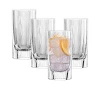 SCHOTT ZWIESEL Bicchiere da long drink Fave (set da 4), moderno bicchiere per long drink con bordo scanalato e intagli, bicchieri in cristallo lavabili in lavastoviglie (art. 124305)