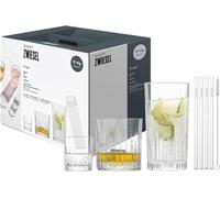 SCHOTT ZWIESEL Set da bar Stage (set da 17), ciascuno con 4 graziosi bicchieri da long drink, whisky e shot con rilievo, bicchieri di cristallo lavabili in lavastoviglie (n. articolo 124010)