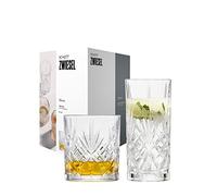 Schott Zwiesel Set di 8 bicchieri Show, 4 graziosi bicchieri da long drink e bicchieri da whisky con rilievo, bicchieri di cristallo lavabili in lavastoviglie (art. n. 121881), cristallo