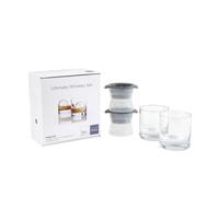 Schott Zwiesel Ultimate Whiskey con 2 bicchieri da cocktail/bar Old Fashioned doppi abbinati a 2 grandi stampi per ghiaccio a sfera, trasparenti