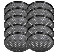 Schramm® 2, 4 o 10 pezzi di teglia per pizza forata rotonda ø 33 cm a scelta con e senza supporto per pizza, piastre rotonde rivestite con rivestimento antiaderente, set da forno per pizza,
