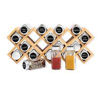 Schramm® Portaspezie Bamboo con 18 barattoli per spezie incl. 40 etichette, imbuto, spazzola per la pulizia 44 x18,5 x 9,5 cm portaspezie in piedi