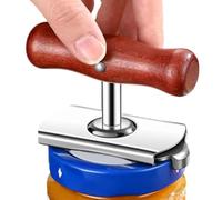 Schraubverschlussöffner - Glas | Edelstahl Glasöffner Verstellbar - Manueller Kraftsparender Deckelöffner mit Holzgriff für Senioren Schwache Hände Silber 1er Packung Zubehör Set Klar